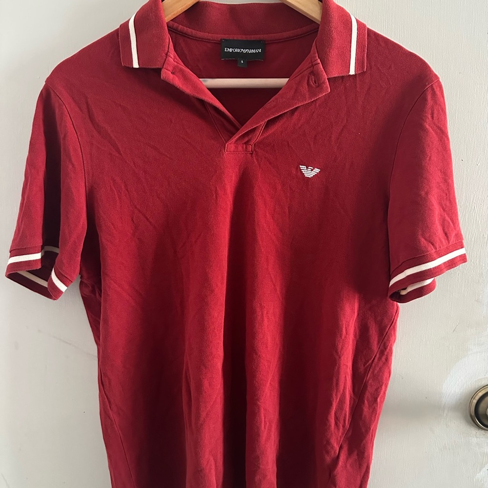 Emporio Armani Men's Polo Shirt in Rich Red